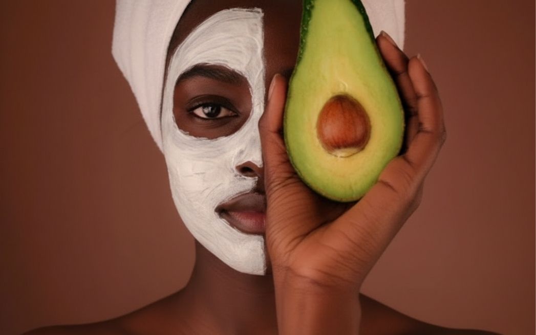 Woman applying natural face mask